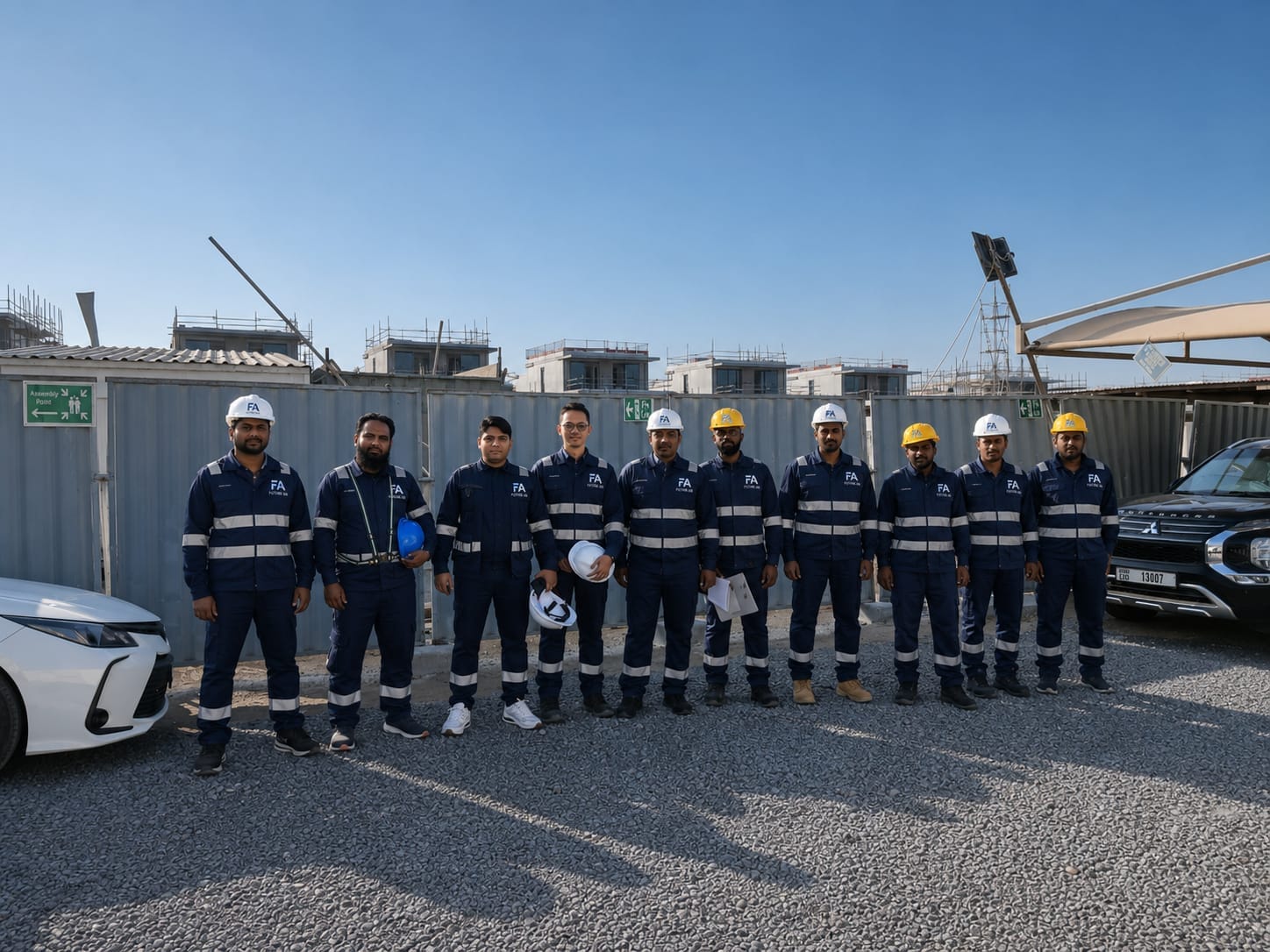 Future Air field installation team in branded uniforms